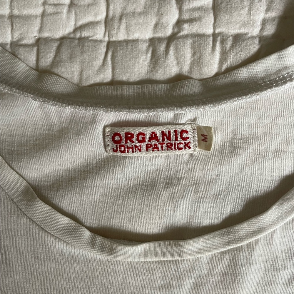 SOLD Organic John Patrick Cropped White Tee Shirt with Pocket